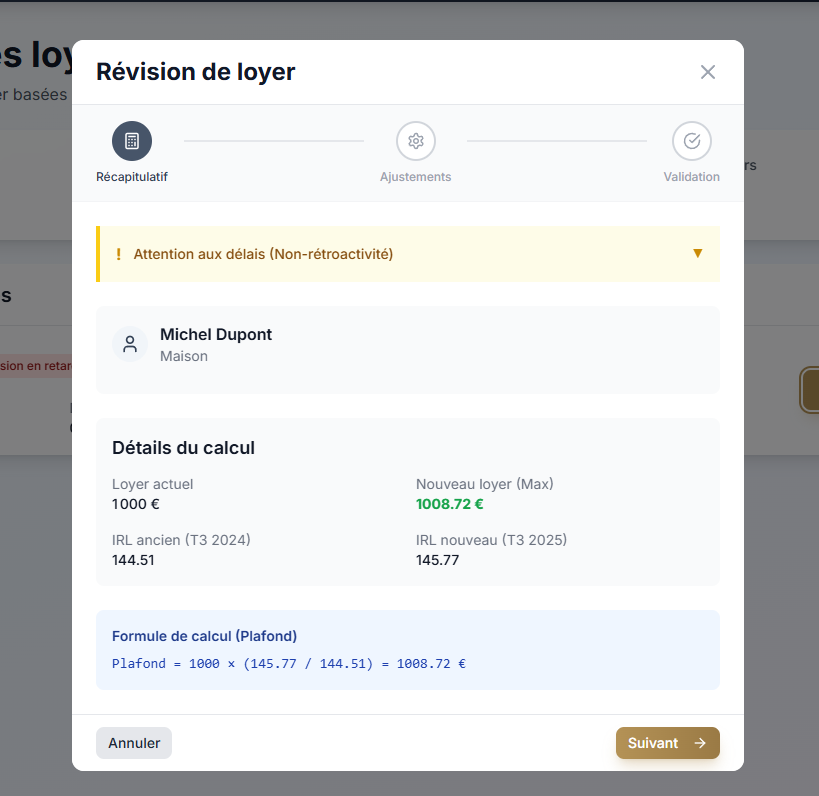 Gestion des révisions de loyer et régularisations